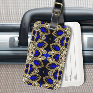 fashion stylish girly turquoise navy Blue gold Luggage Tag