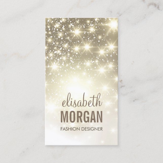 Fashion Stylish - Shiny Sparkles with Gold Glitter Business Card (Front)