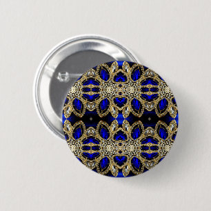 fashion stylish turquoise gold silver royal blue  6 cm round badge