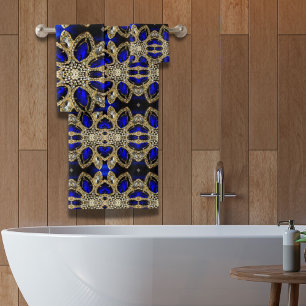 fashion stylish turquoise gold silver royal blue  bath towel set