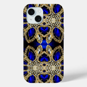 fashion stylish turquoise gold silver royal blue  iPhone 15 case