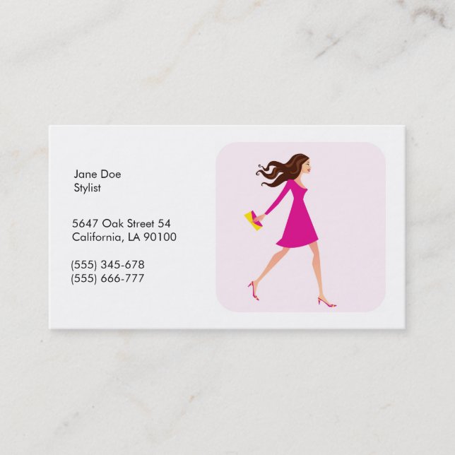 Fashion, Stylist Business Card with Illustration (Front)