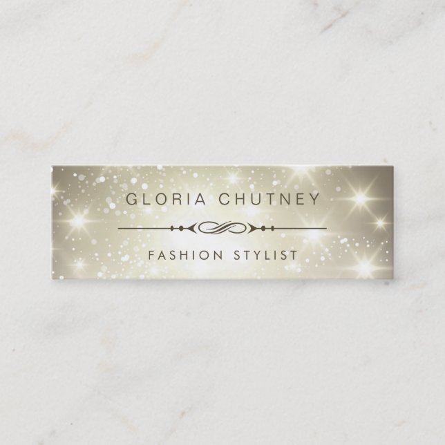 Fashion Stylist - Modern Sparkling Bokeh Glitter Mini Business Card (Front)