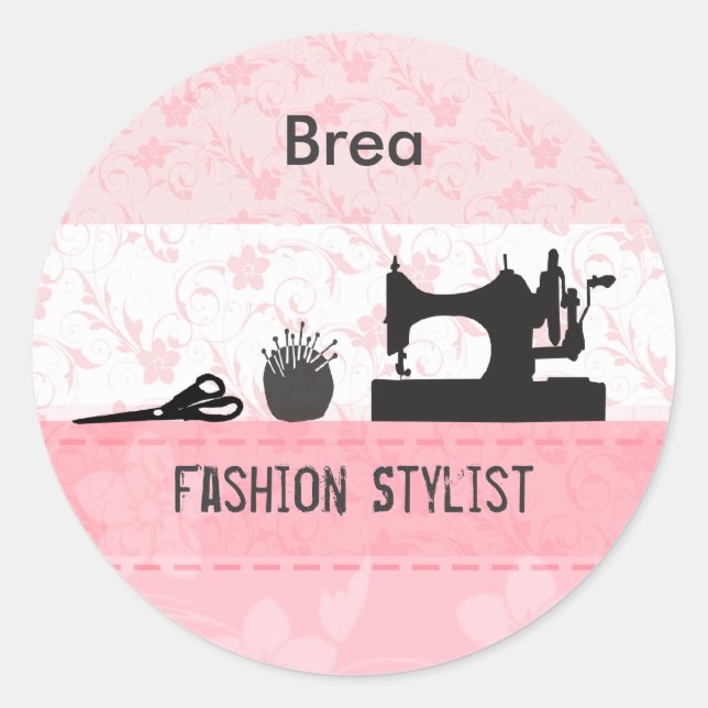 Fashion Stylist  Retro Vintage Sewing  Machine Classic Round Sticker (Front)