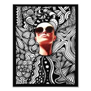 Fashion Sunglasses Doodle Art Photo Print