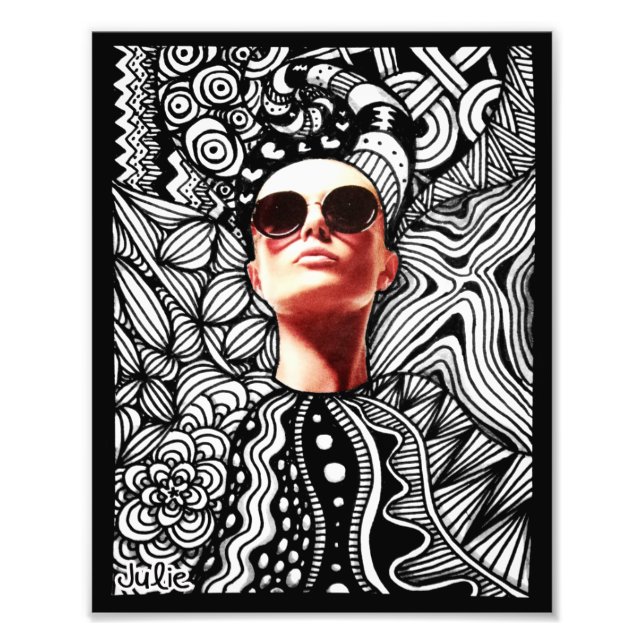 Fashion Sunglasses Doodle Art Photo Print (Front)