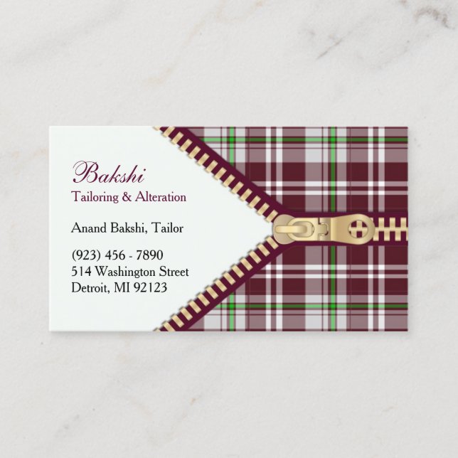 Fashion Tailoring Business Card (Front)