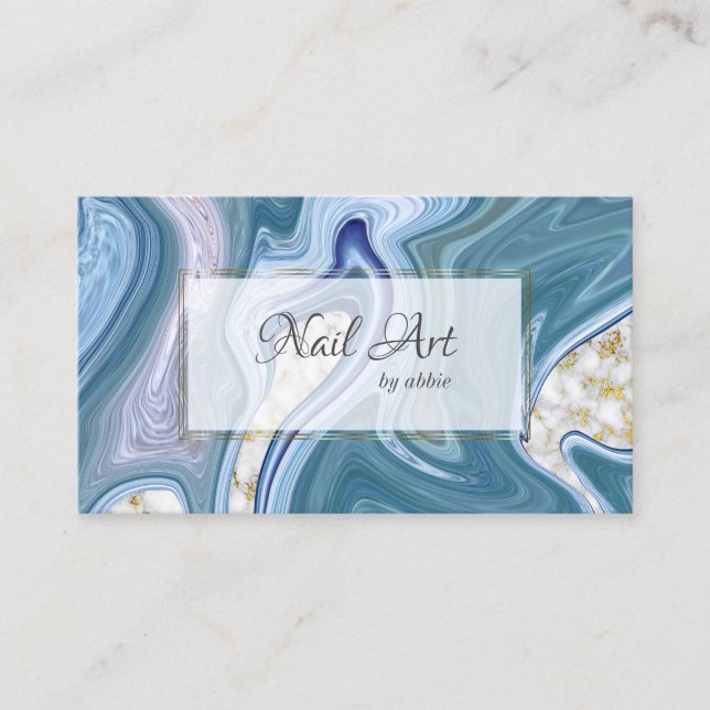 Fashion Teal and Purple Agate Swirls Business Card (Front)
