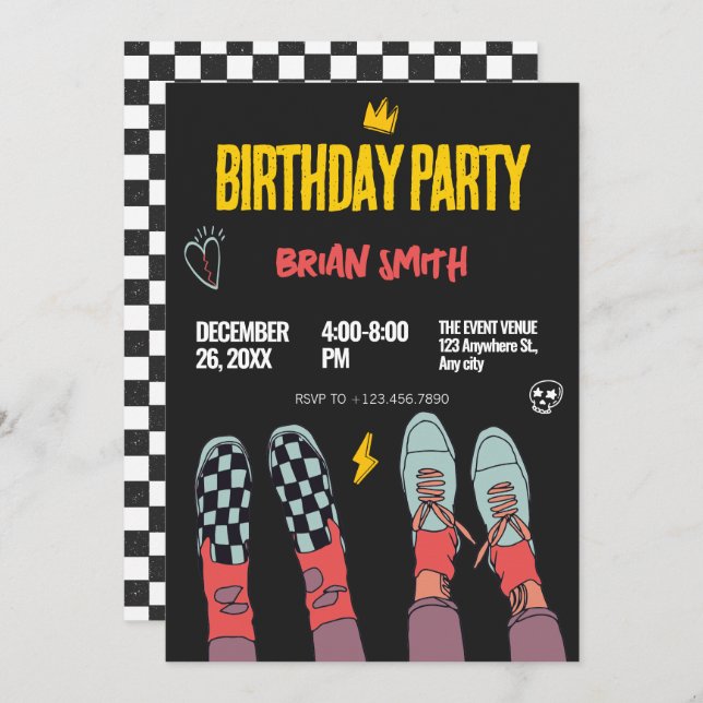 Fashion teen sneakers  invitation (Front/Back)