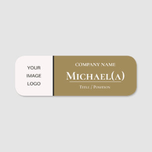 Fashion Trend Golden Brown And White: Company LOGO Name Tag