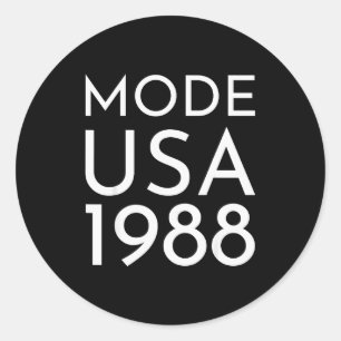 Fashion Usa 1988 M Tour  Classic Round Sticker