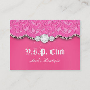 Fashion VIP Club Card Lace Lips Leopard Pink