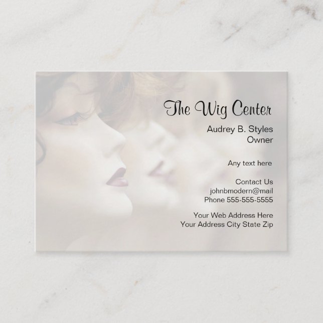 Fashion Wig Store Business Cards (Front)