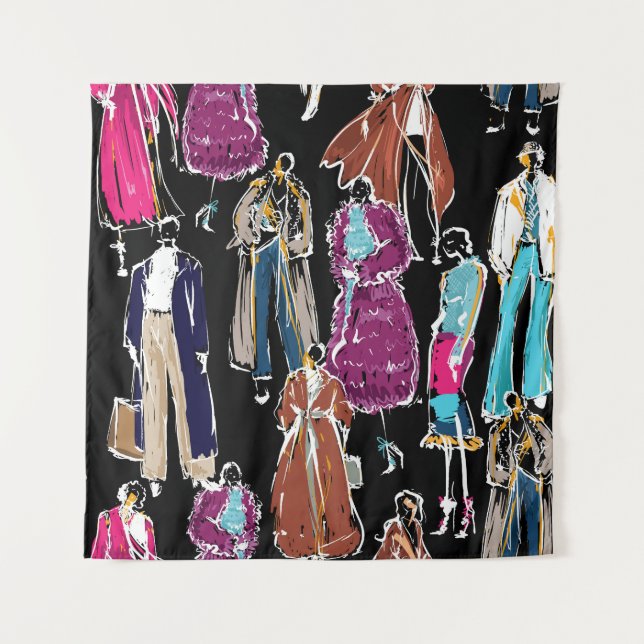 Fashion Winter Hand Drawn Sketch Tapestry (Front)