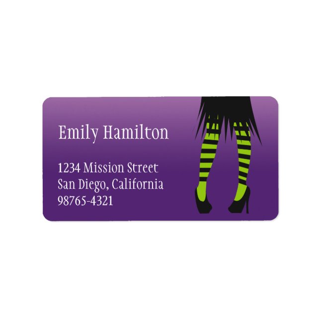 Fashion witch costume stripe leg Halloween address Label (Front)