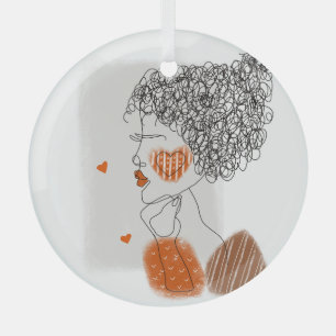 Fashion Woman: Graphic Black Lines Glass Tree Decoration