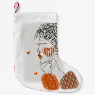 Fashion Woman: Graphic Black Lines Small Christmas Stocking