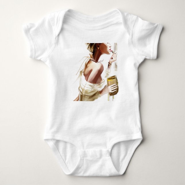 Fashion Woman: Stylish Contemporary Portrait. Baby Bodysuit (Front)