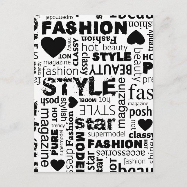 Fashion Word Collage Vector Illustration - alt Postcard (Front)