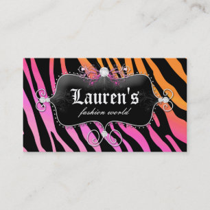 Fashion Zebra Jewellery Modern Pink Orange Business Card