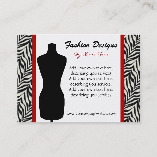 Fashion Zebra Print Business Card (Front)