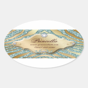 Fashion Zebra Sticker Jewellery Sparkle Teal Gold