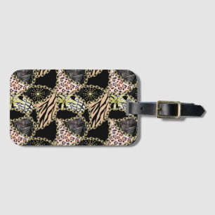 Fashionable, abstract, chains, tiger skin. luggage tag