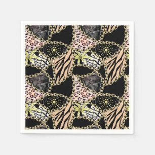 Fashionable, abstract, chains, tiger skin. napkin