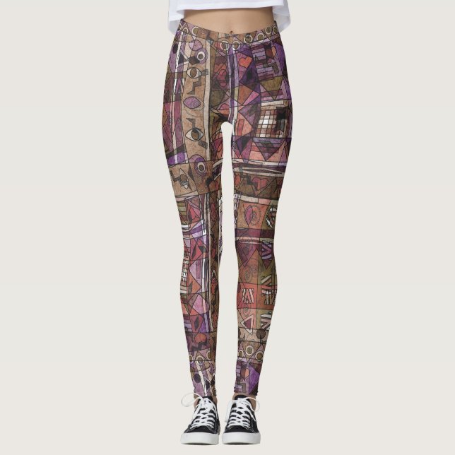 Fashionable African abstract tribal Leggings (Front)