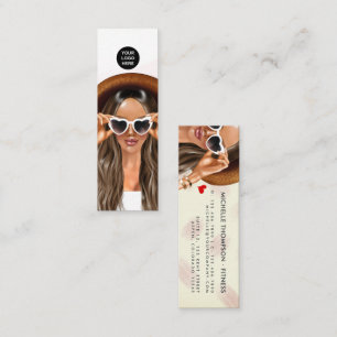 Fashionable Afro Fitness Instructor Girl Business Mini Business Card