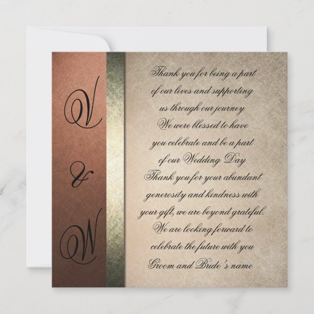 Fashionable and Stylish Wedding Thank You Cards (Front)