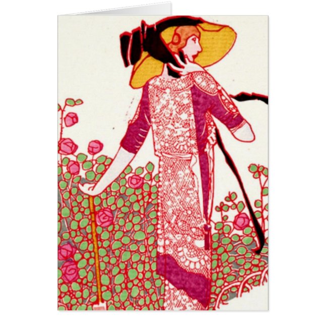 Fashionable Art Deco Lady in a Rose Garden (Front)