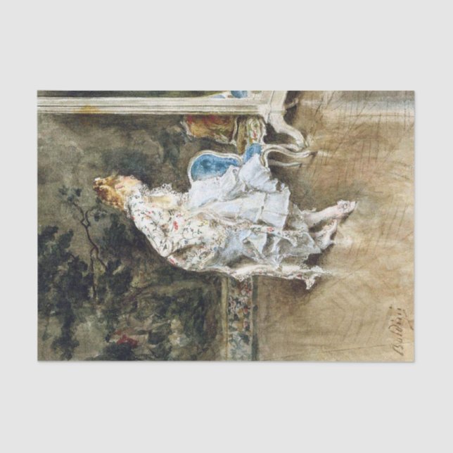 Fashionable Beauty Admiring Herself in the Mirror Tissue Paper (Front)