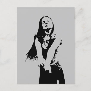 Fashionable Black Dancing Girl Silhouette Postcard