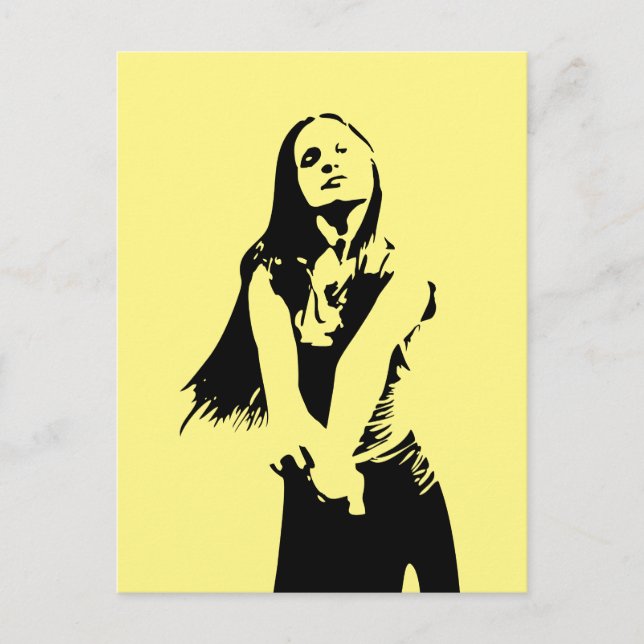 Fashionable Black Dancing Girl Silhouette Postcard (Front)