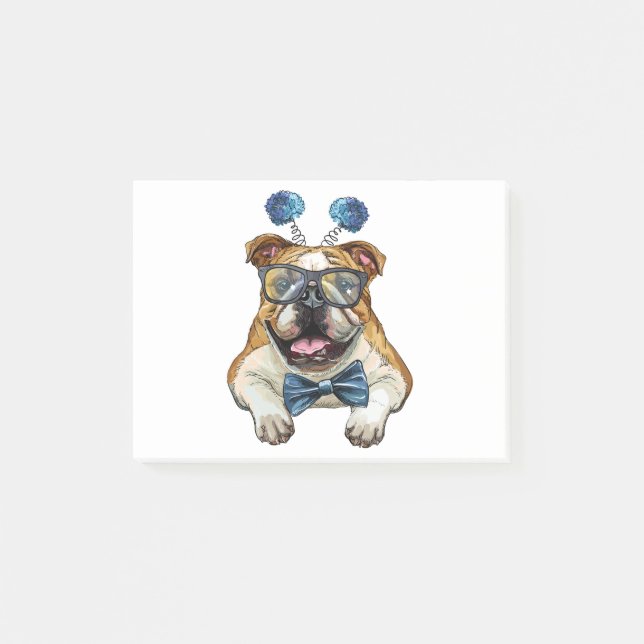 Fashionable Bulldog hipster Post-it Notes (Front)
