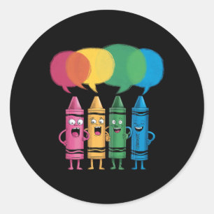 Fashionable Crayon Mood Colour Crayons Friyay Teac Classic Round Sticker