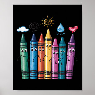 Fashionable Crayon Mood Colour Crayons Friyay Teac Poster