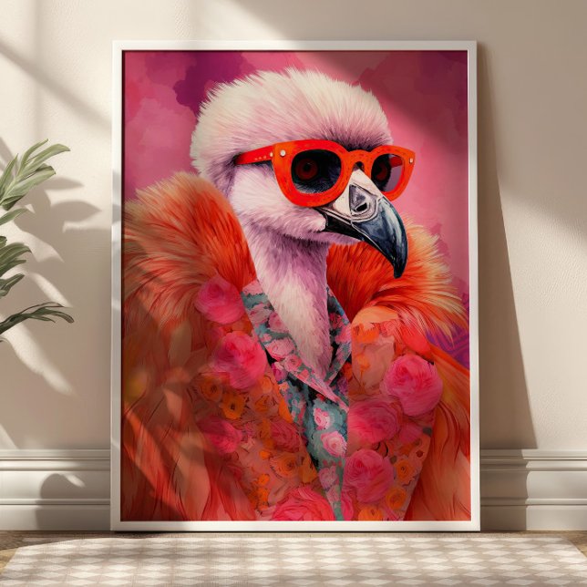 Fashionable Flamingo Funky Art Print (Creator Uploaded)