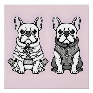 Fashionable French Bulldog Paris Style Poster