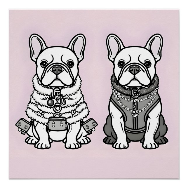 Fashionable French Bulldog Paris Style Poster (Front)