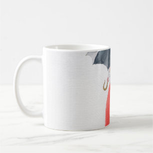 Fashionable Girl: Umbrella Rain Illustration Coffee Mug