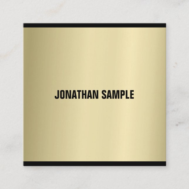 Fashionable Glamour Gold Look Professional Luxury Square Business Card (Front)