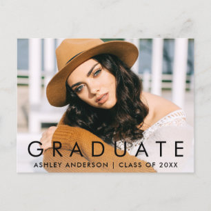 Fashionable Graduation Photo Announcement Postcard