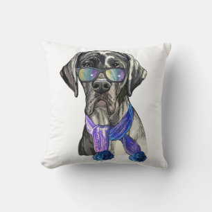 Fashionable Great Dane hipster Cushion