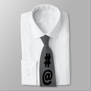 Fashionable hastag random letters Black grey chic Tie
