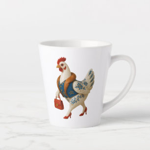 Fashionable Hen Illustration Latte Mug