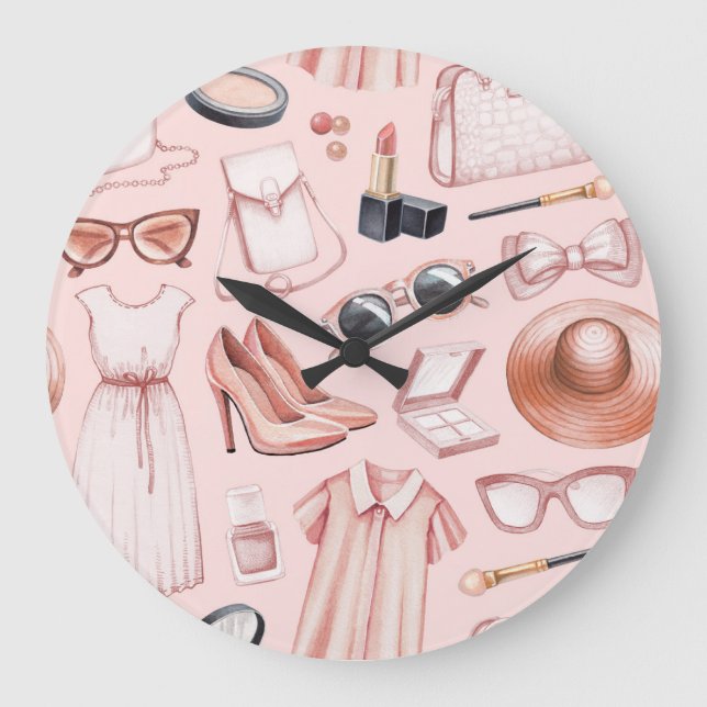 Fashionable Illustrations: Chic Seamless Pattern. Large Clock (Front)