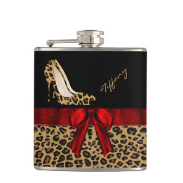 Fashionable Jaguar Print Stilettos Custom Flask
