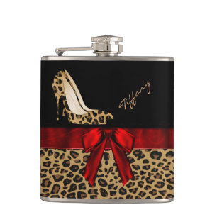 Fashionable Jaguar Print Stilettos Custom Flask